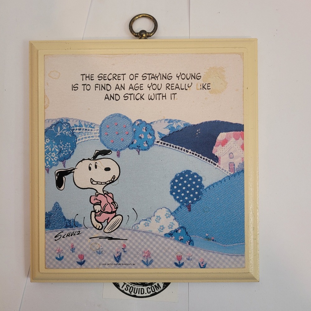 Hallmark Snoopy Wall Plaque Vintage Peanuts Staying Young Quote DE1078